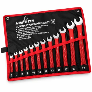 آچار یک سر تخت و یک سر رینگی هانتر مدل HN-12 مجموعه ۱۲ عددی